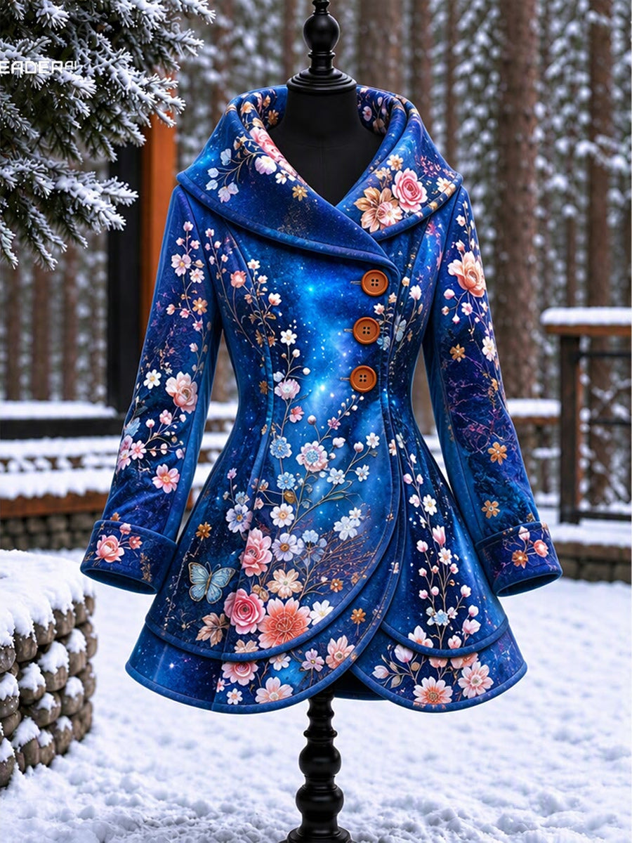 Women's Vintage Colorblock Asymmetrical Flared Coat